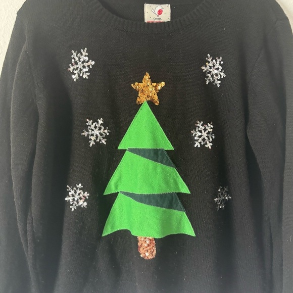 Womens George Christmas Tree Holiday Sweater Large - Picture 3 of 6